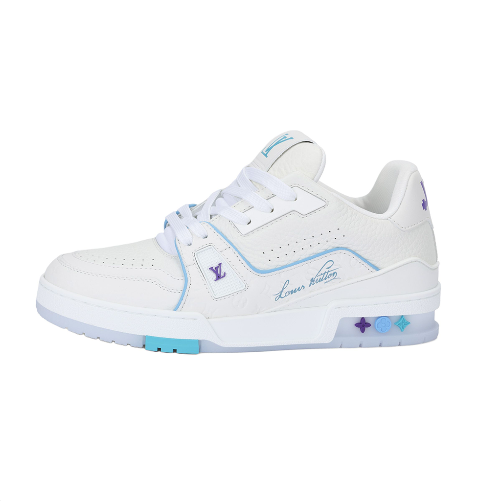 Louis Vuitton Trainer Unisex White, Blue & Purple Calfskin Sneakers, Shanghai Cruise Edition