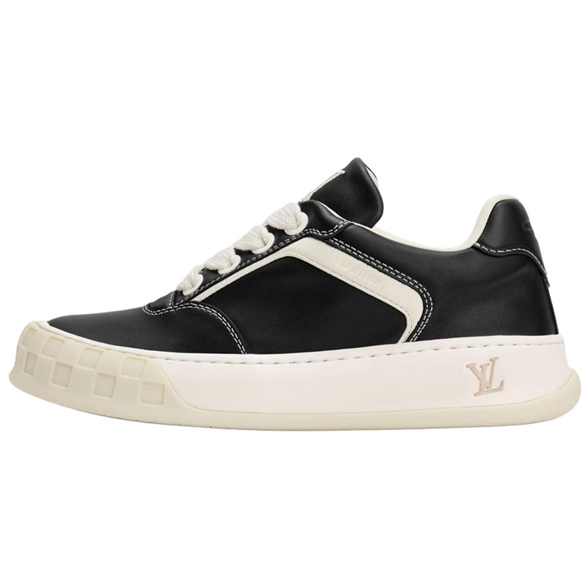 LOUIS VUITTON Tilted Men's Black Calfskin Low-Top Sneakers