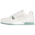 LOUIS VUITTON Trainer Women's White Leather Sneakers with Mint Green Sole