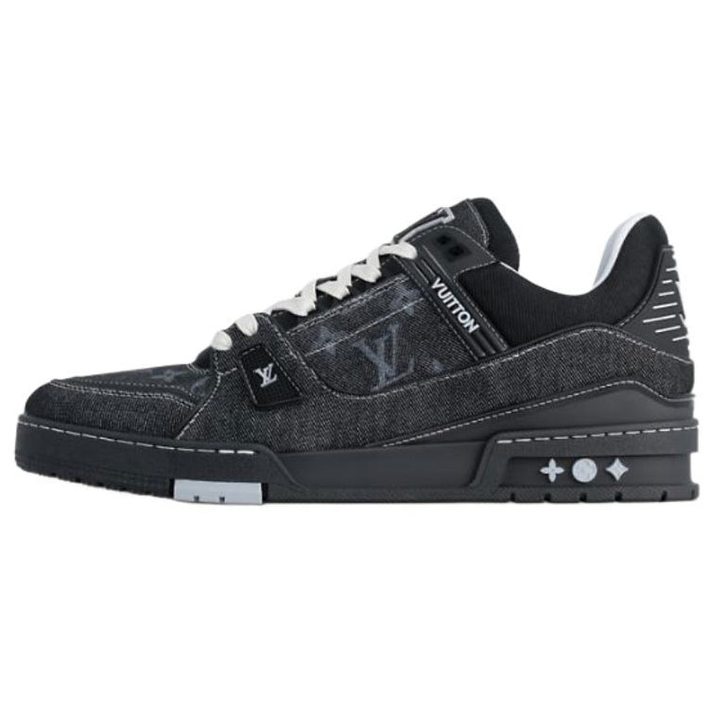 Louis Vuitton Trainer Men's Black Denim Low-Top Sneakers
