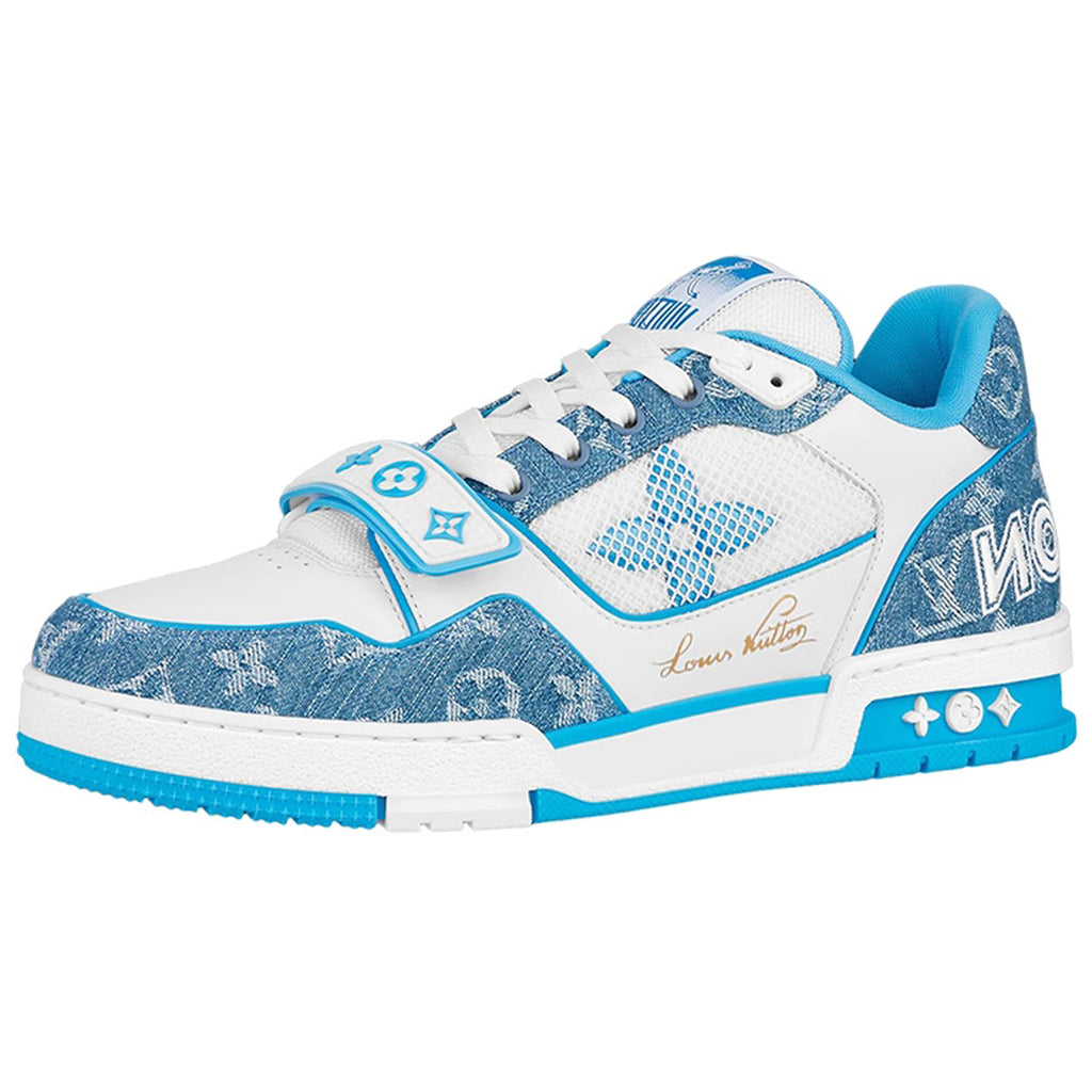 Louis Vuitton Trainer Men's Low-Top Sneakers, Blue & White Floral