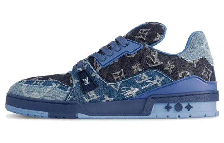 LOUIS VUITTON Trainer Unisex Blue Monogram Patchwork Sneakers