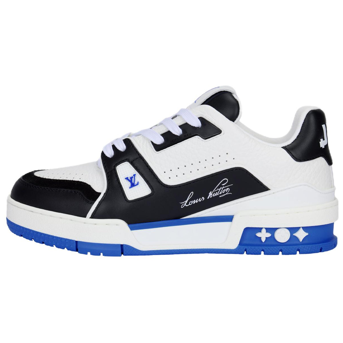 LOUIS VUITTON Trainer Women's Black & White Sneakers with Blue Sole