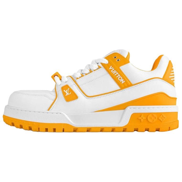 LOUIS VUITTON Trainer Maxi Unisex White & Yellow Low-Top Sneakers