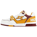 LOUIS VUITTON Trainer Men's White & Yellow Calfskin Strap Sneakers