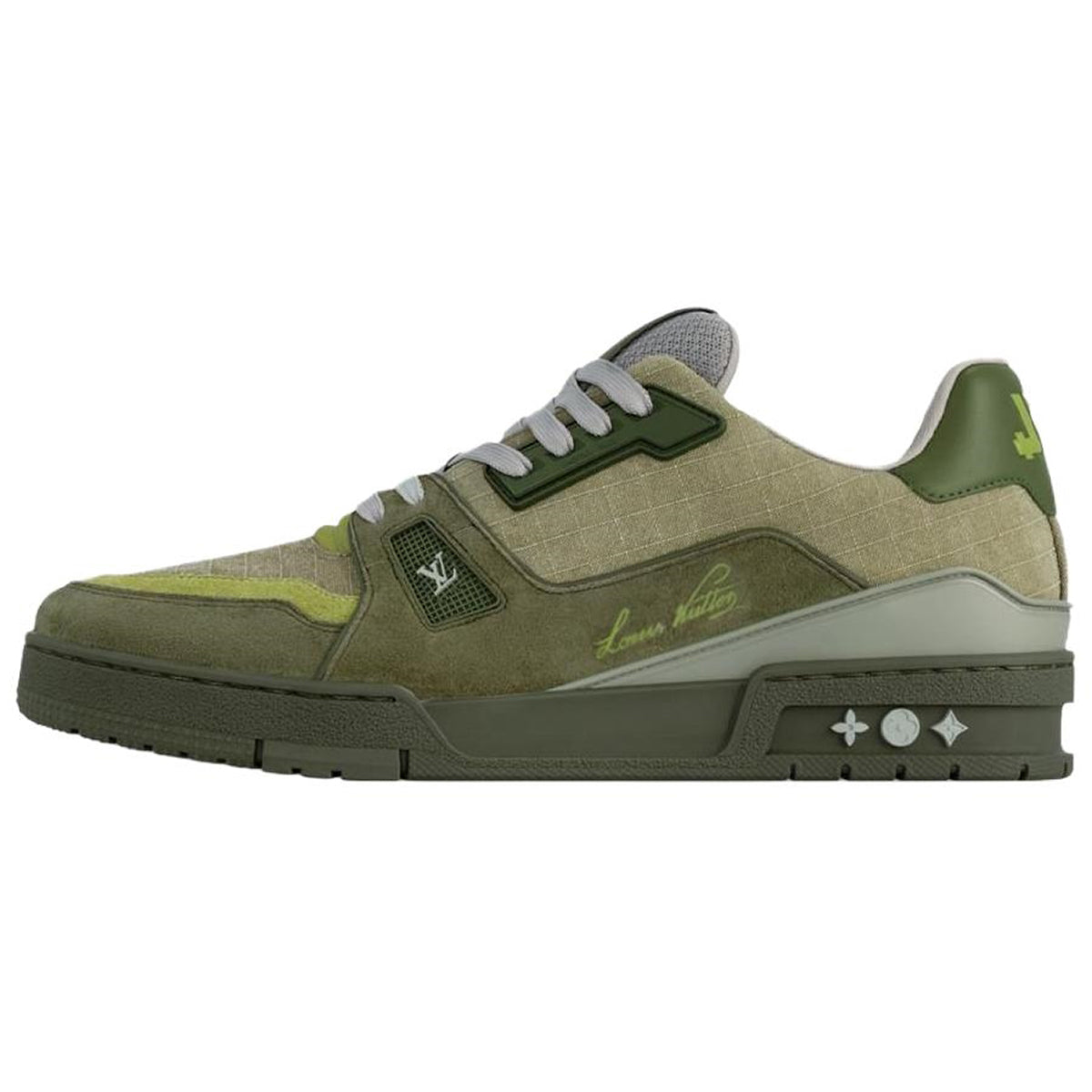 Louis Vuitton Trainer Men's Olive Green & Khaki Sneakers