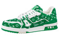 LOUIS VUITTON Trainer Green & White Monogram Sneakers