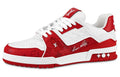LOUIS VUITTON Trainer Unisex White & Red Monogram Leather Sneakers