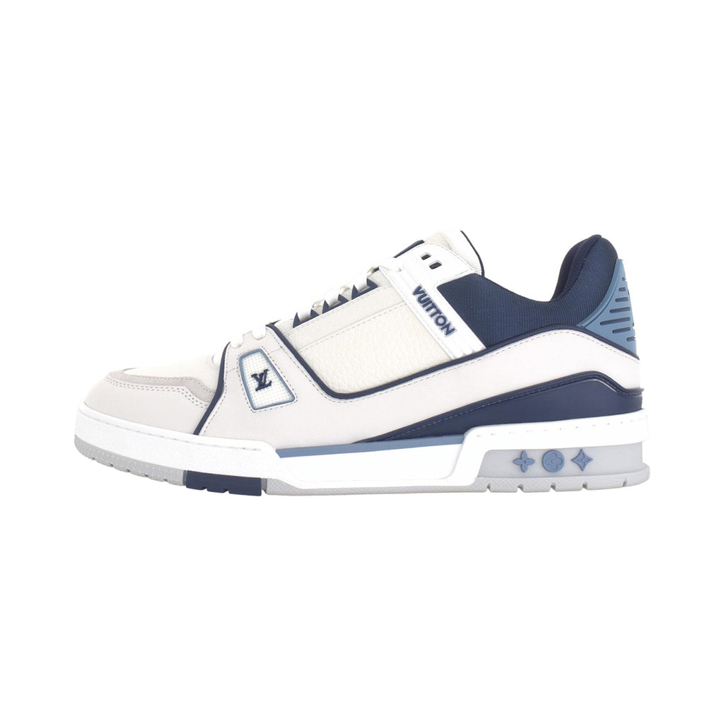 Louis Vuitton Trainer Men's Navy Blue & White Grained Calfskin Sneakers