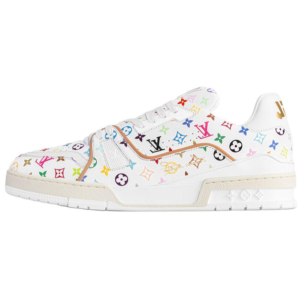 Louis Vuitton x Takashi Murakami Trainer Men's Sneakers, White Multicolor