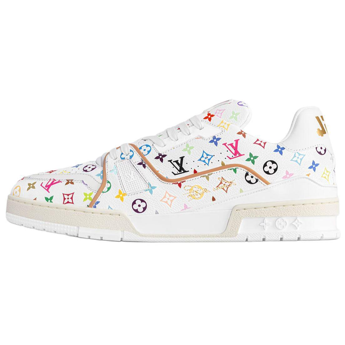 Louis Vuitton x Takashi Murakami Trainer Men's Sneakers, White Multicolor