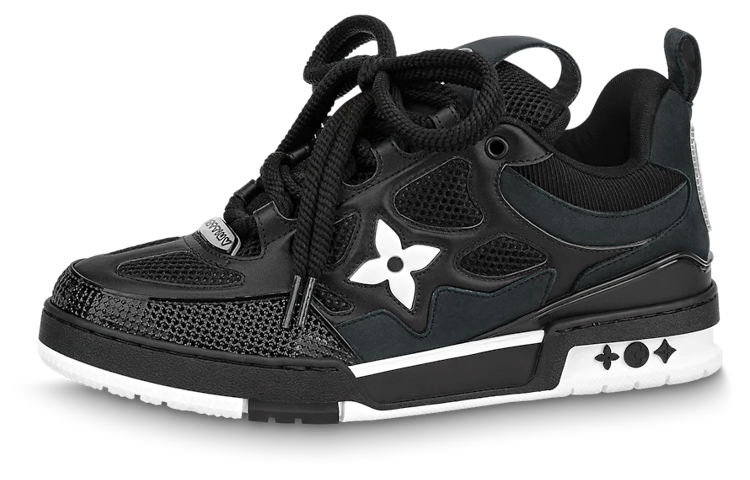 LOUIS VUITTON Skate Men's Black Low-Top Sneakers with White Accents
