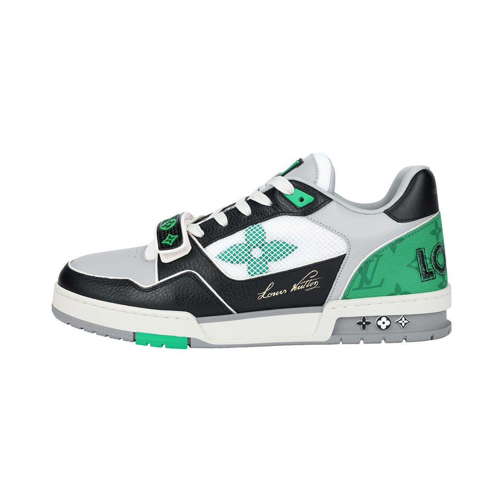 Louis Vuitton Trainer Unisex Low-Top Sneakers, Black, Green & White