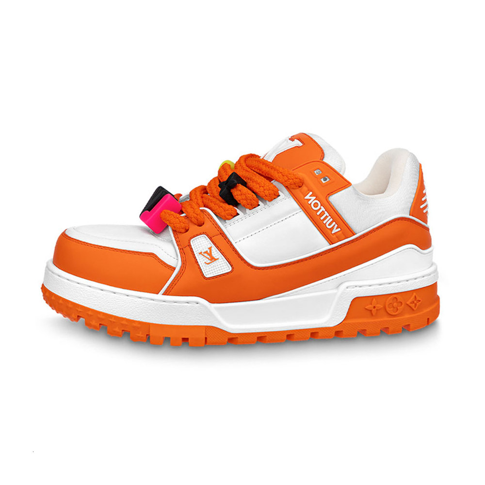 LOUIS VUITTON Trainer Maxi Men's Orange & White Low-Top Sneakers