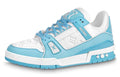 LV Trainer Unisex Low-Top Sneakers, Sky Blue & White