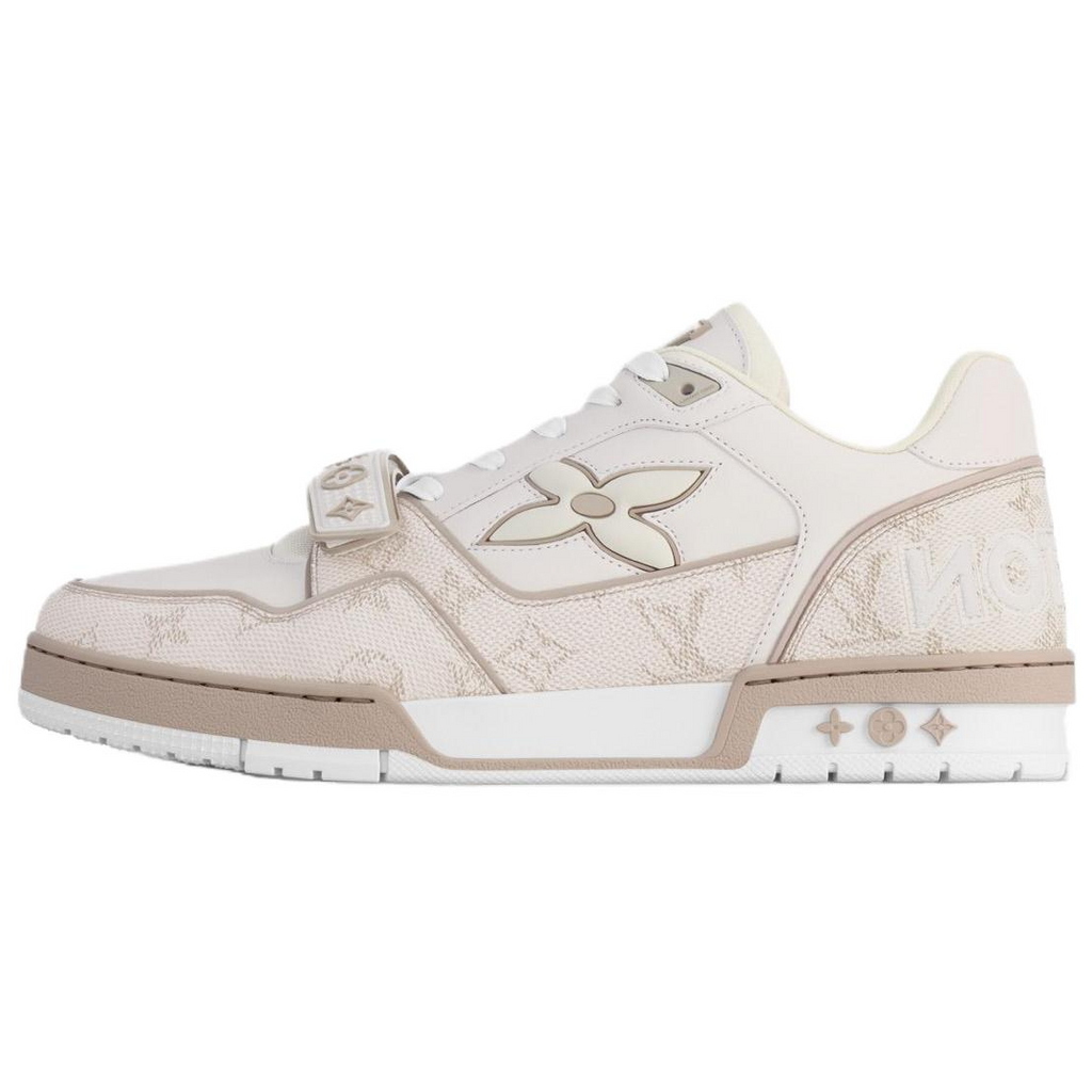 LOUIS VUITTON Trainer Unisex Cream Monogram Leather Strap Sneakers