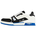 Louis Vuitton Trainer Men's Low-Top Leather Sneakers, White, Black & Blue