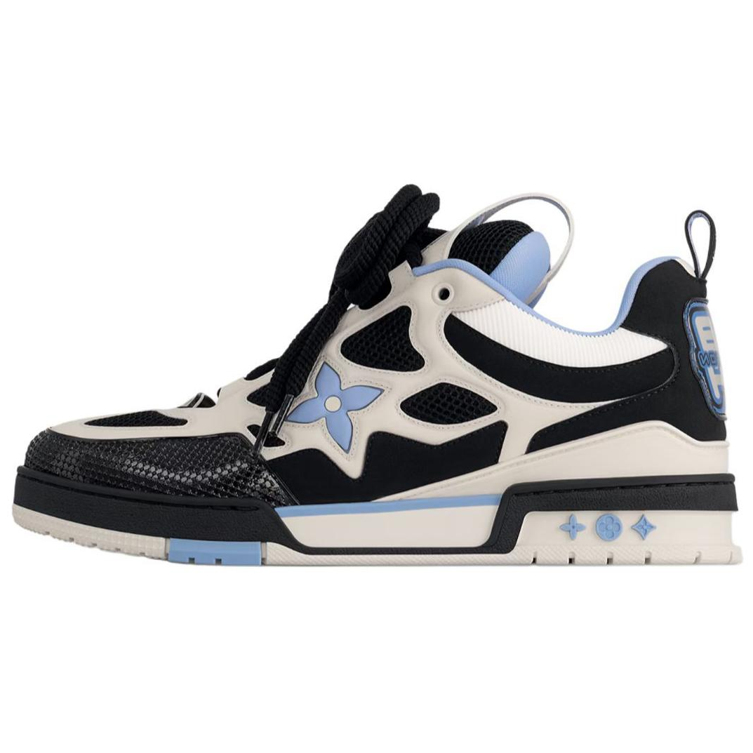LOUIS VUITTON Skate Men's Black & White Sneakers with Blue Accents