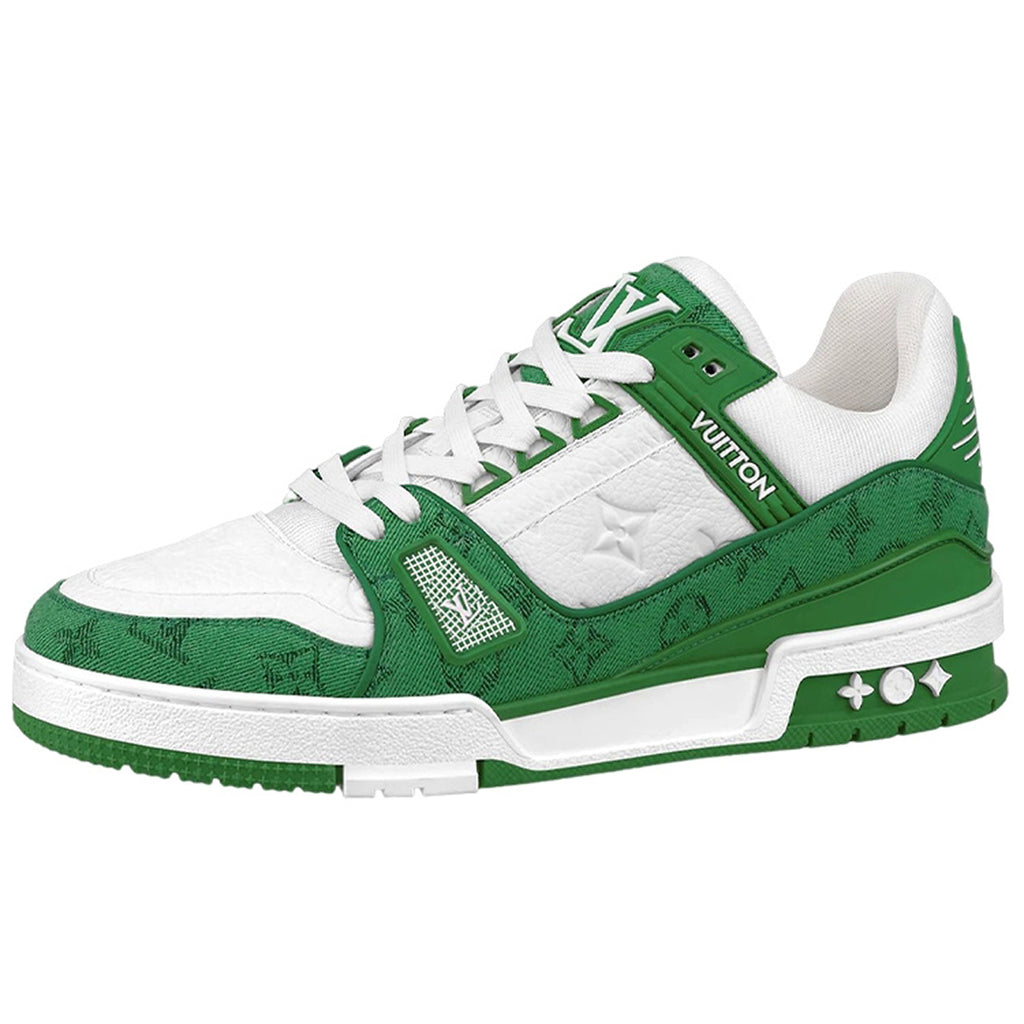 Louis Vuitton Trainer Men's Low-Top Sneakers, Green & White
