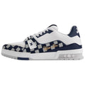 LOUIS VUITTON x Nigo Trainer Unisex White & Navy Checkered Sneakers