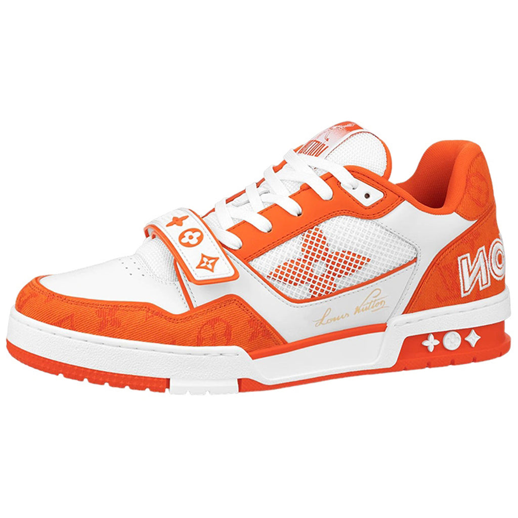 Louis Vuitton Trainer Men's Low-Top Sneakers, White & Orange