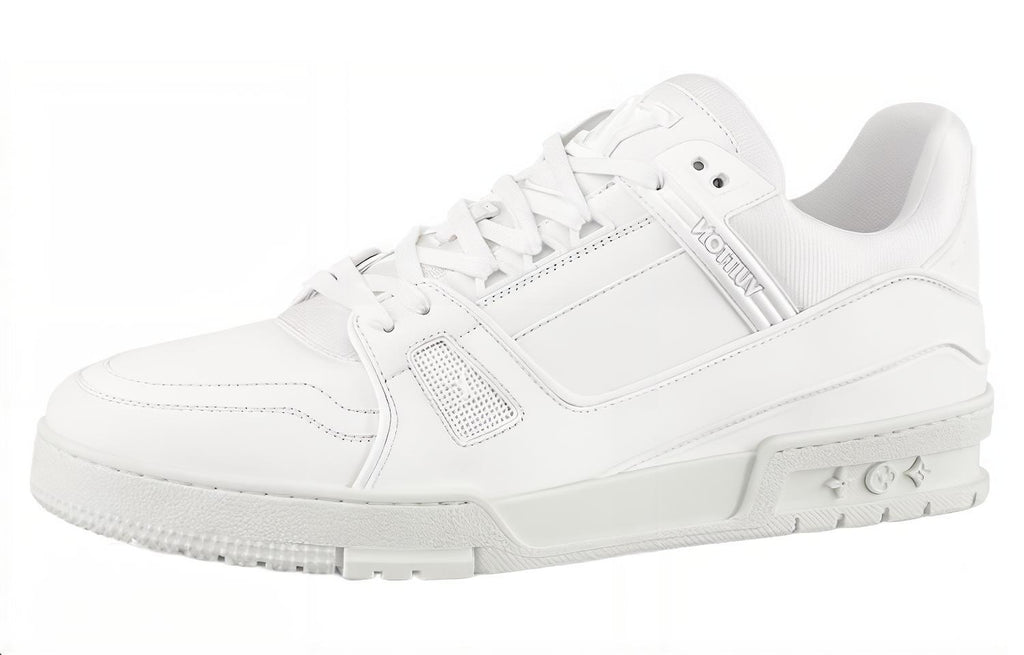 LOUIS VUITTON Trainer Men's All-White Leather Low-Top Sneakers