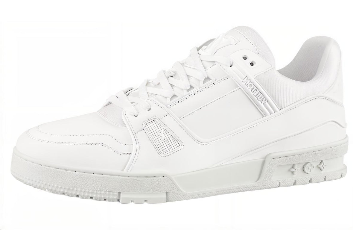 LOUIS VUITTON Trainer Men's All-White Leather Low-Top Sneakers