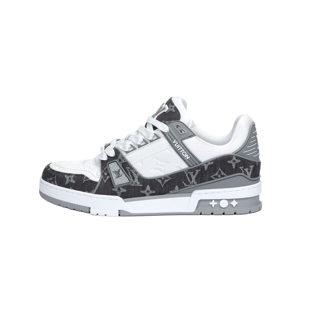 LV Trainer Unisex Low-Top Sneakers, Grey & White