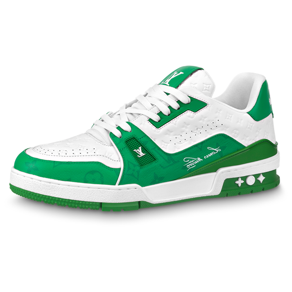 Louis Vuitton Trainer Low-Top Sneakers, Green & White