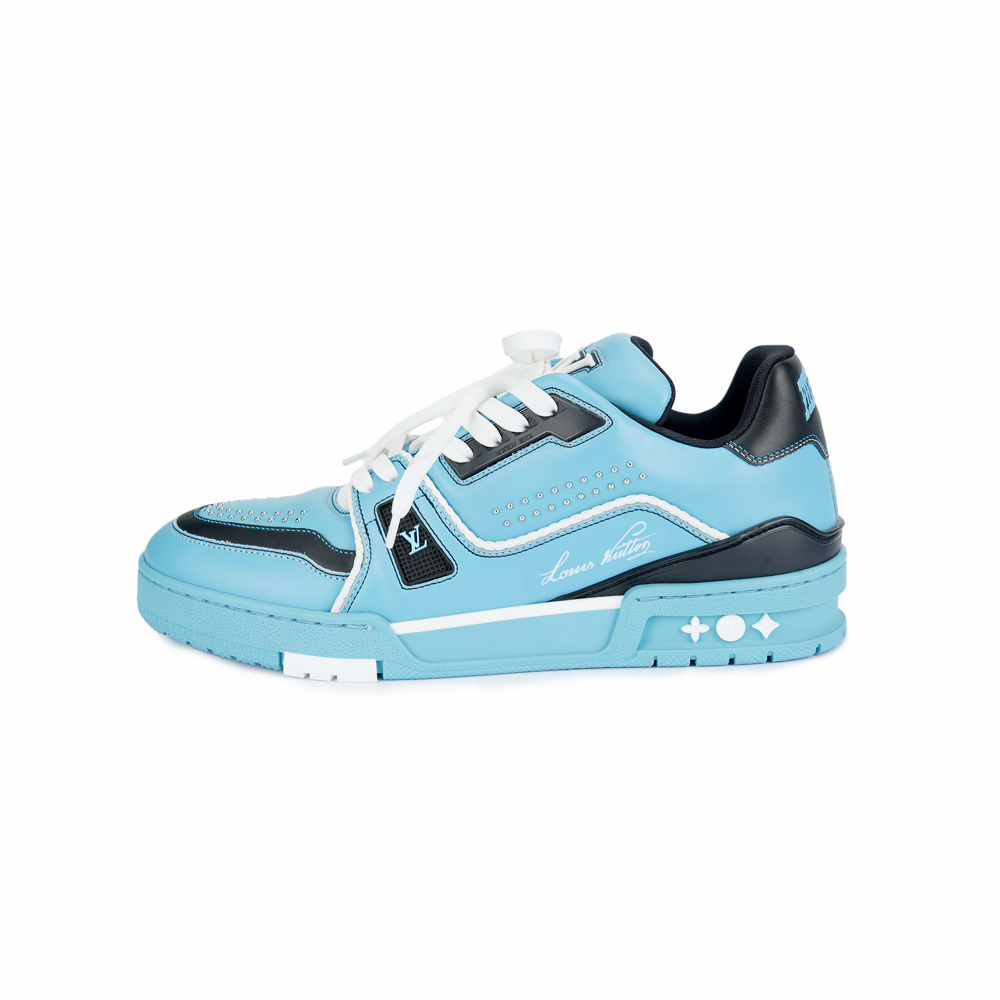 LOUIS VUITTON Trainer Unisex Light Blue & Black Low-Top Sneakers
