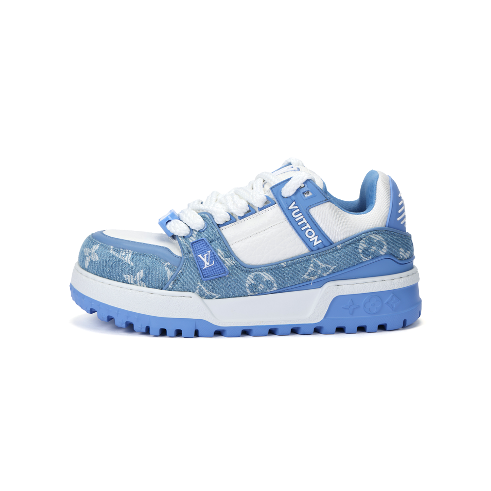 LOUIS VUITTON Trainer Maxi Unisex Blue & White Monogram Sneakers