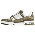 LOUIS VUITTON Trainer Women's Olive Green & White Monogram Sneakers