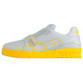 LOUIS VUITTON Trainer Men's Light Grey & Yellow Monogram Leather Sneakers