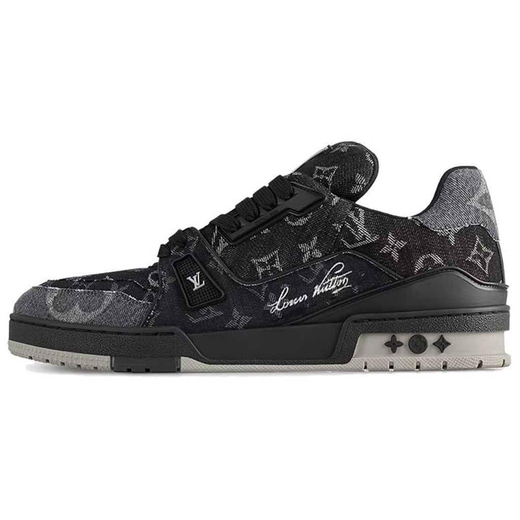 LV Trainer Unisex Low-Top Sneakers, Black Denim