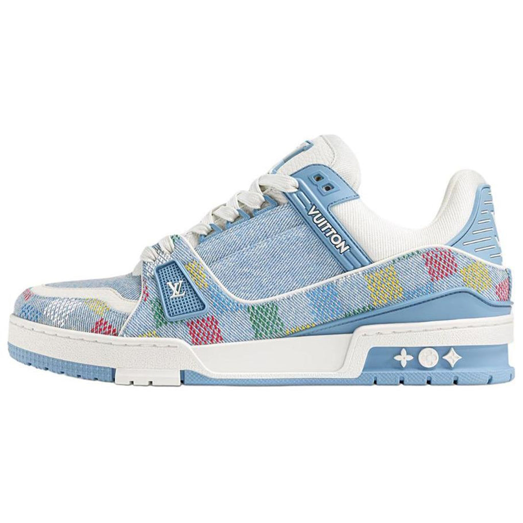 Louis Vuitton Trainer Unisex Blue Denim Sneakers, Multicolor