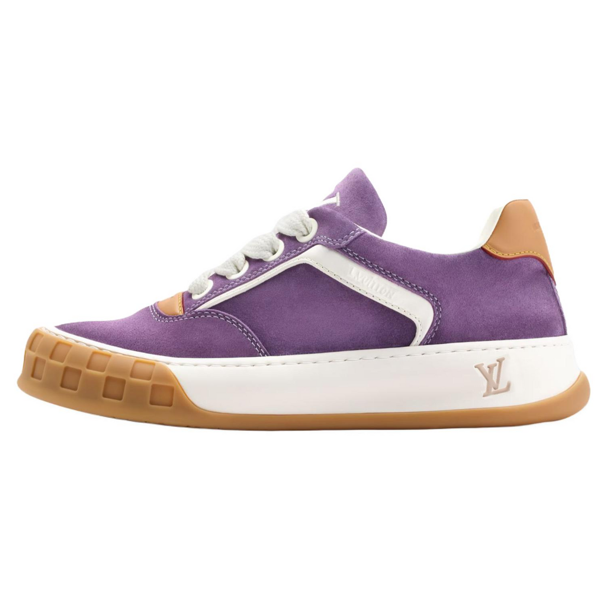 LOUIS VUITTON Tilted Unisex Purple Leather Sneakers with Gum Sole