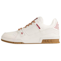 Louis Vuitton Trainer Men's White Calfskin Sneakers with Tan Accents