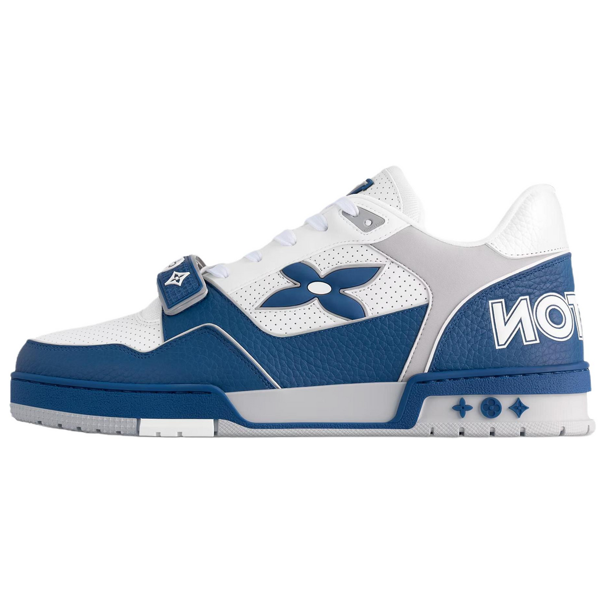 LOUIS VUITTON Trainer Men's Blue & White Leather Strap Sneakers