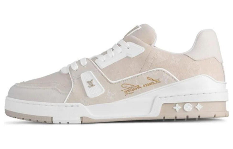 LOUIS VUITTON Trainer Unisex Beige & White Low-Top Sneakers