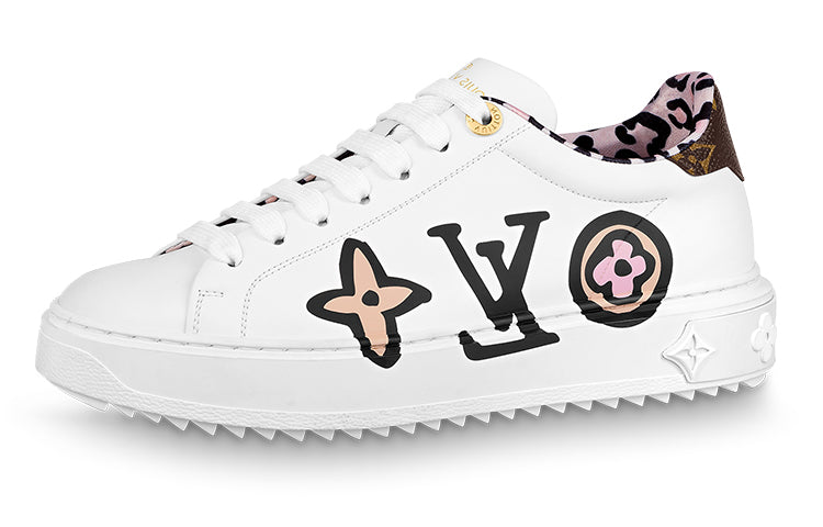 LOUIS VUITTON Time Out Women's White & Black Floral Platform Sneakers