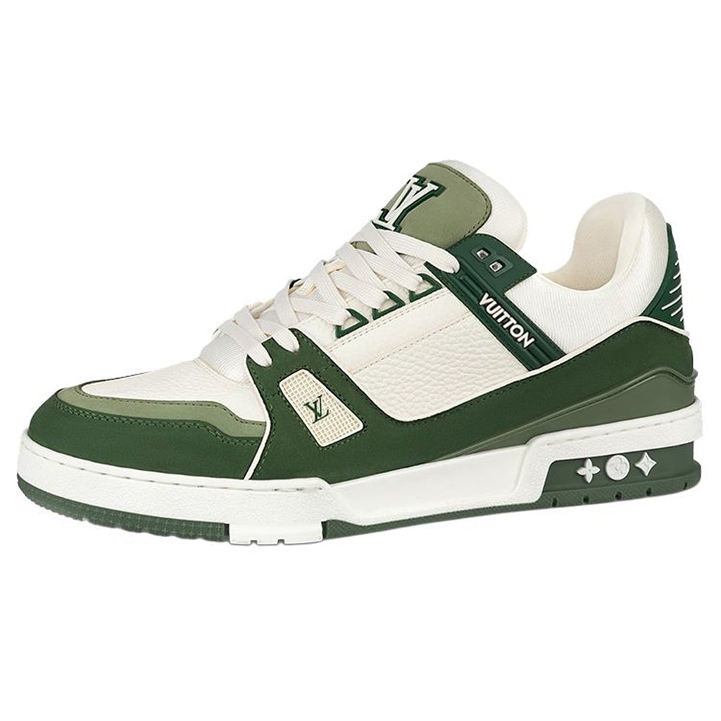 LV Trainer Unisex Low-Top Sneakers, Forest Green & White