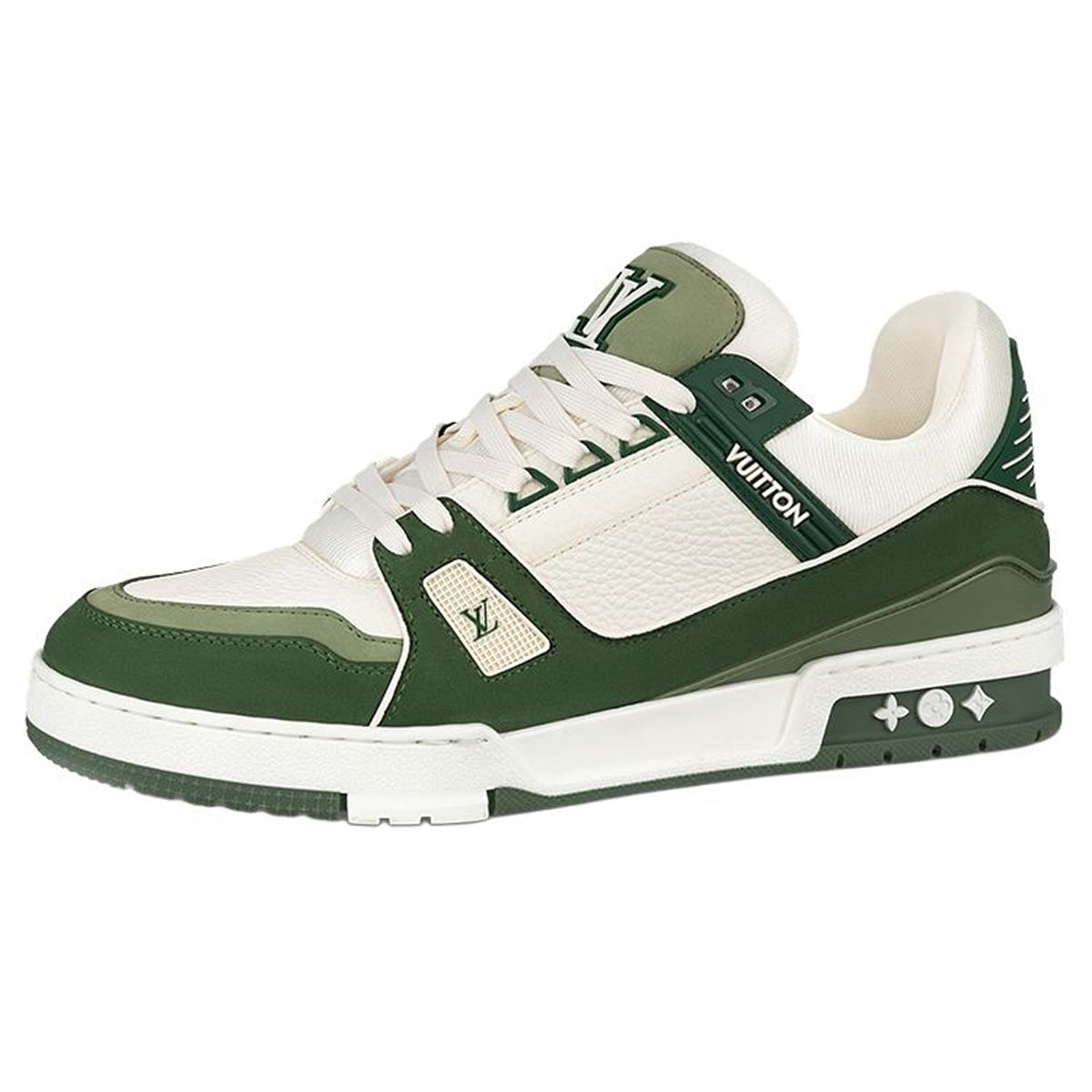 LV Trainer Unisex Low-Top Sneakers, Forest Green & White