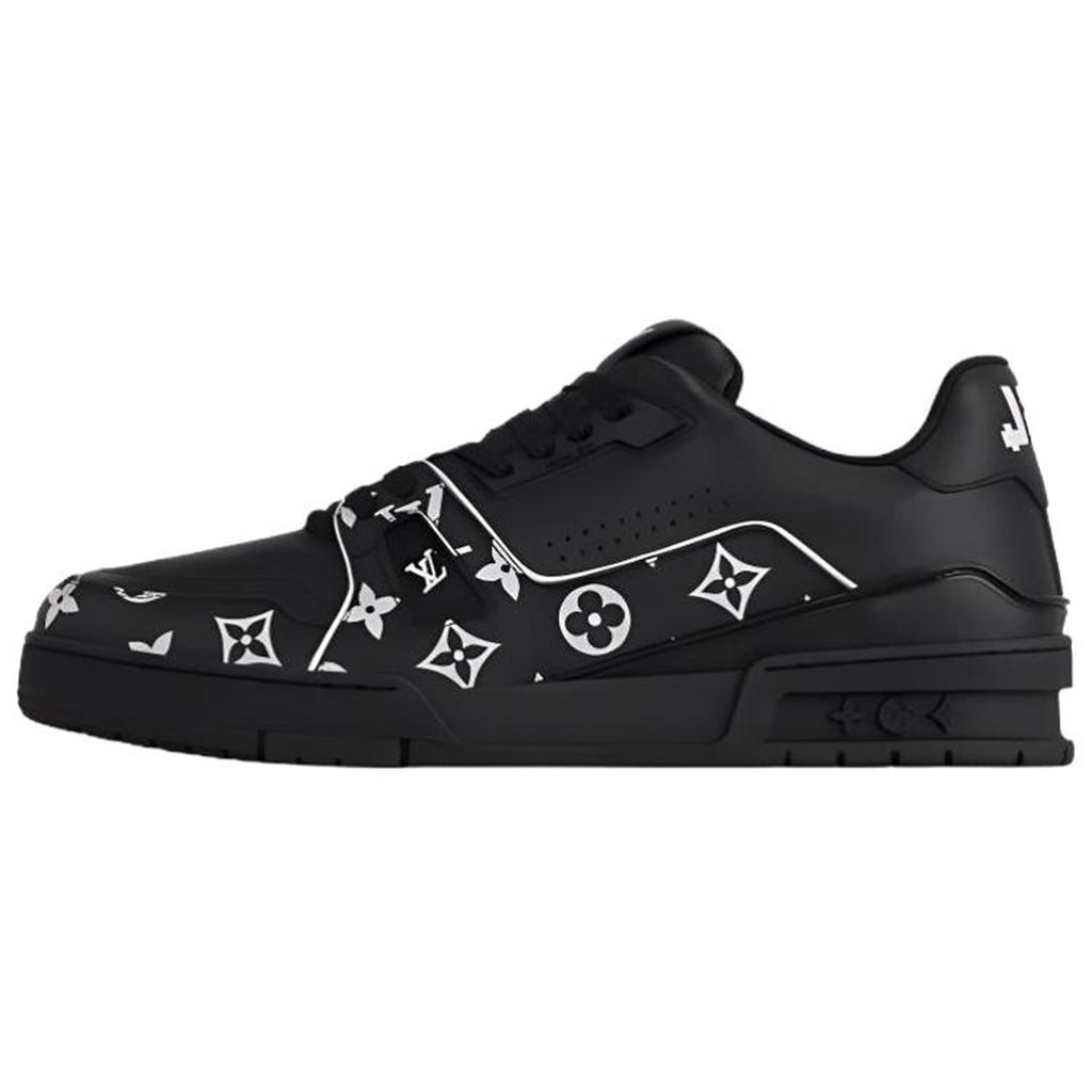 Louis Vuitton Trainer Men's Low-Top Leather Sneakers, Black & White