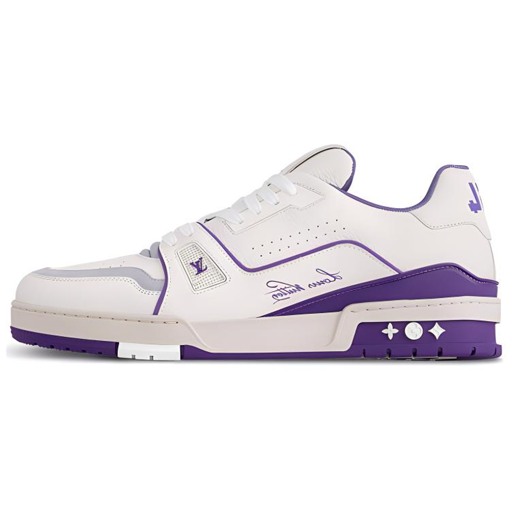 LOUIS VUITTON Trainer Men's White & Purple Leather Sneakers