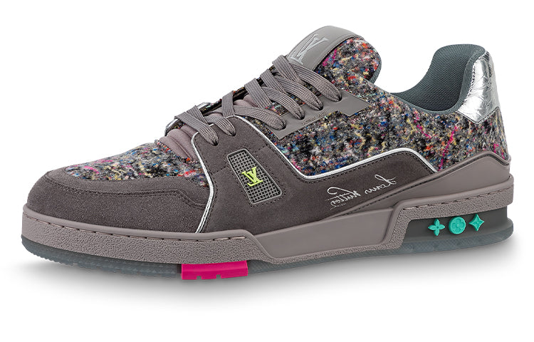 LOUIS VUITTON Trainer Men's Dark Grey Suede & Felt Sneakers