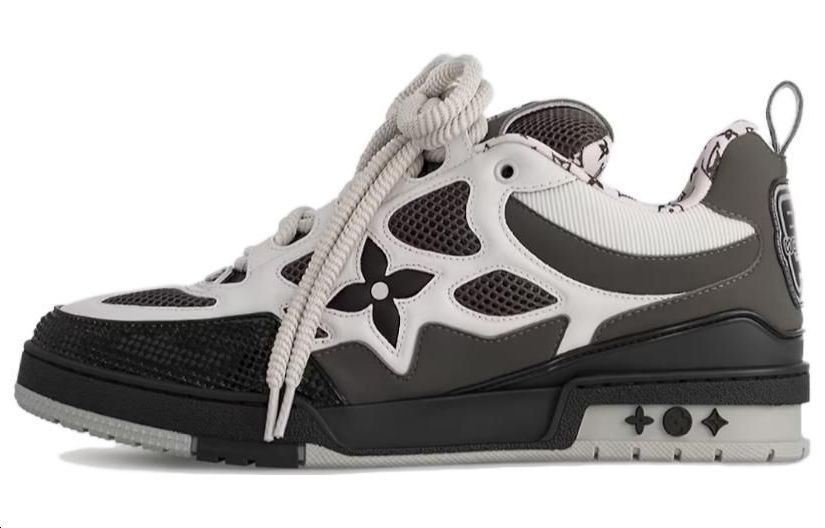 LOUIS VUITTON Skate Unisex Grey, Black & White Low-Top Sneakers