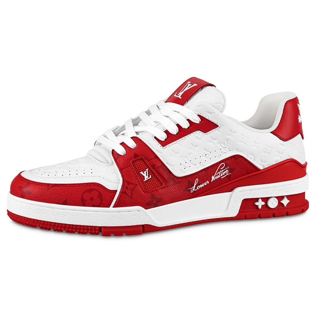 Louis Vuitton Trainer Unisex Low-Top Sneakers, Red & White