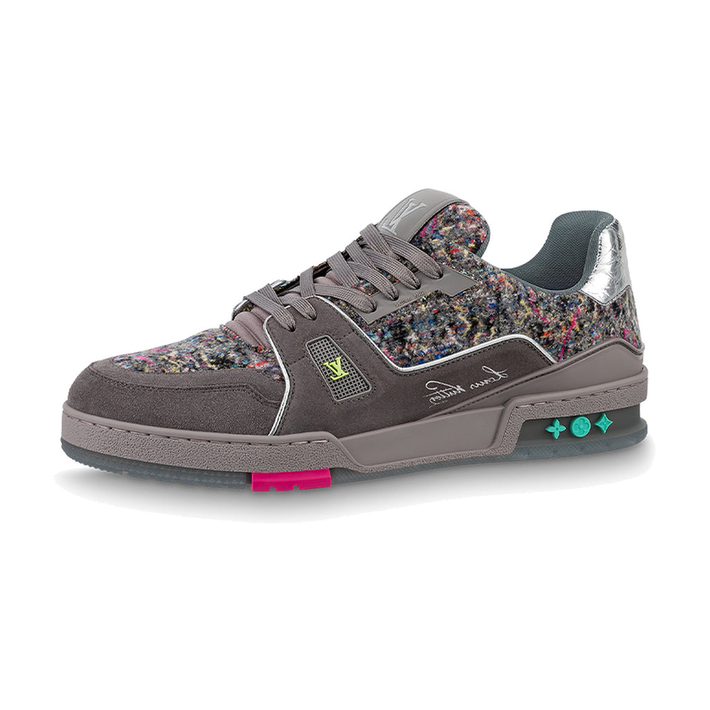 LOUIS VUITTON Trainer Men's Dark Grey Suede & Felt Sneakers