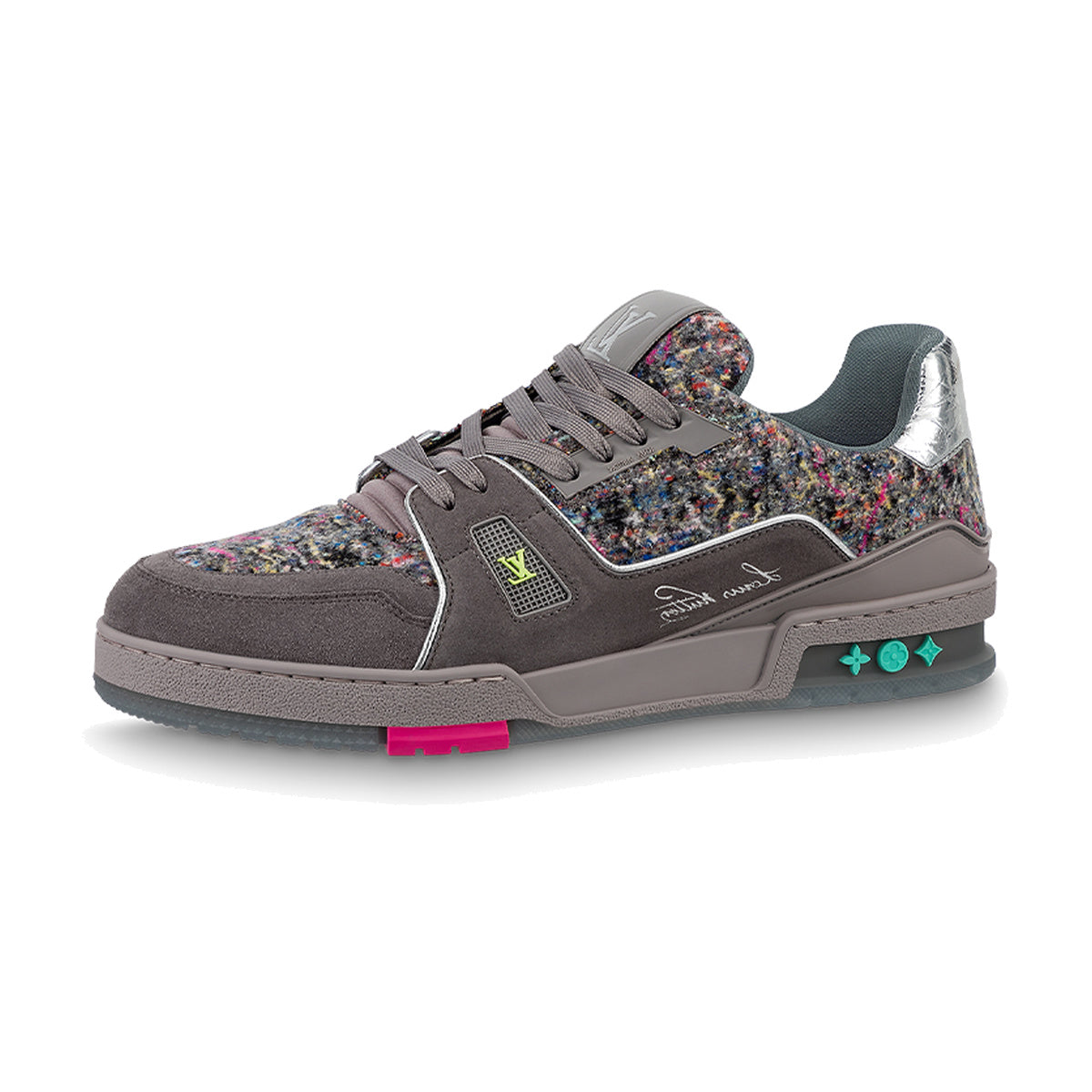 LOUIS VUITTON Trainer Men's Dark Grey Suede & Felt Sneakers