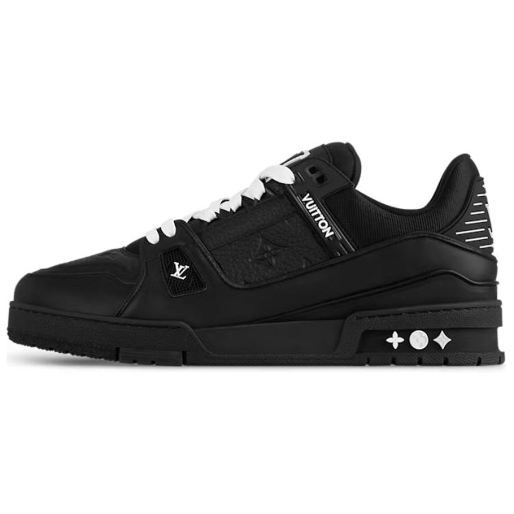 LV Trainer Men's Low-Top Sneakers, Black Leather